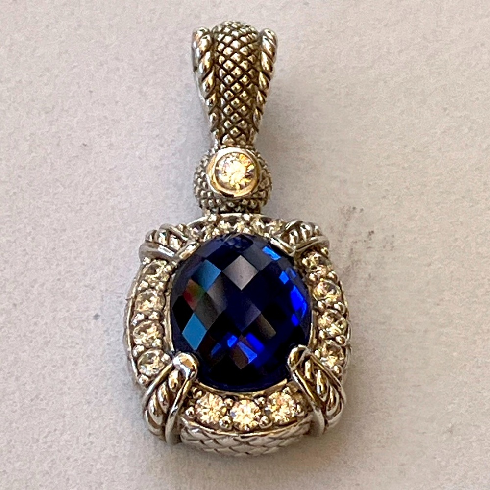 Judith Ripka Lab Created Sapphire Diamonique Sterling Silver Pendant Enhancer